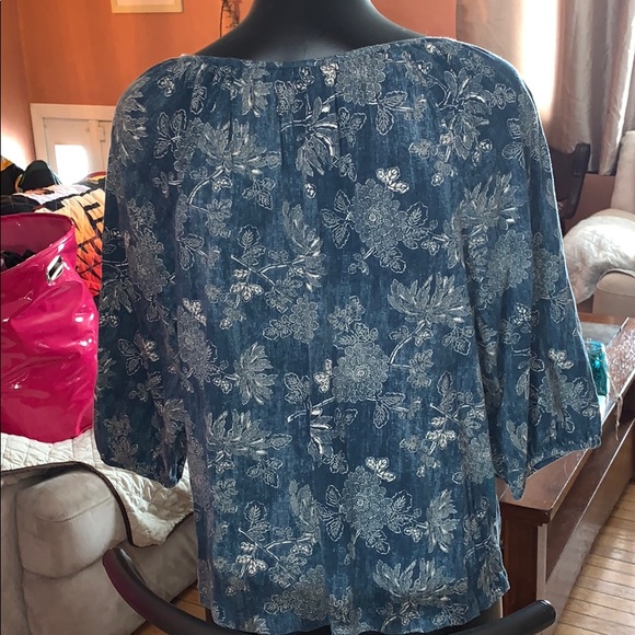 LRL Blue 1/4” sleeve Pheasant top shirt large - Picture 3 of 8